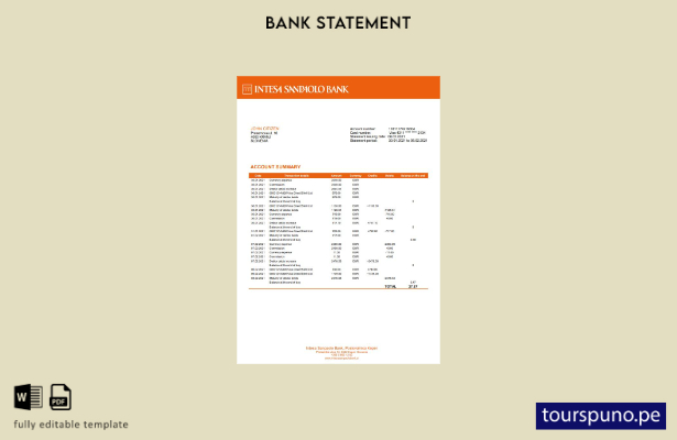 listo para imprimir Plantilla de Word   extracto bancario de Eslovenia Intesa Sa